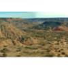 Palo Duro Canyon from the canyon rim viewpoint. 90 degree panorama. Left/east to right/south - ridge to Goodnight Peak with Prairie Dog Fork Red River behind it, Timber Creek in the foreground, and Timber Mesa on the far side of Timber Creek.