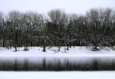 View from where Minnehaha Creek spills into the Mississippi River. Facing east toward St. Paul.