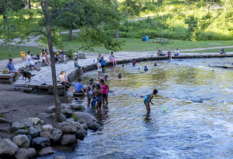 Natural wading pool area along Minnehaha Creek, just below the falls.