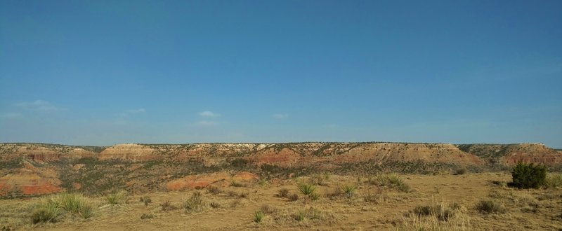 The canyon walls to the east, across the Prairie Dog Town Fork of the Red River, as seen from Triassic Trail.