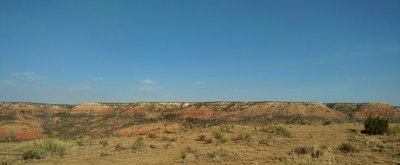 The canyon walls to the east, across the Prairie Dog Town Fork of the Red River, as seen from Triassic Trail.