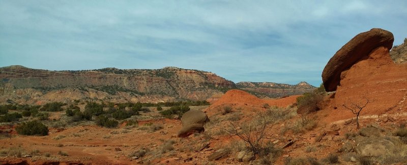 Canyon walls across the Prairie Dog Town Fork of the Red River, to the northwest as seen from Comanche Trail North.