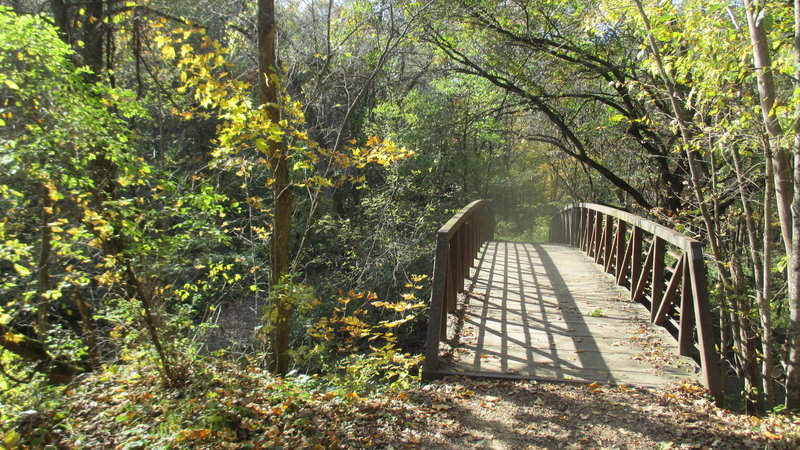 A bridge at Seven Mile County Park on a fall afternoon.