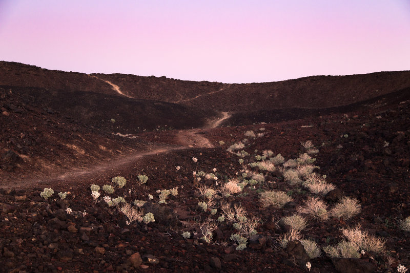 Amboy Crater as the sun sets.