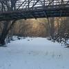 Walking Under a Bridge on Frozen Seven Mile Creek.