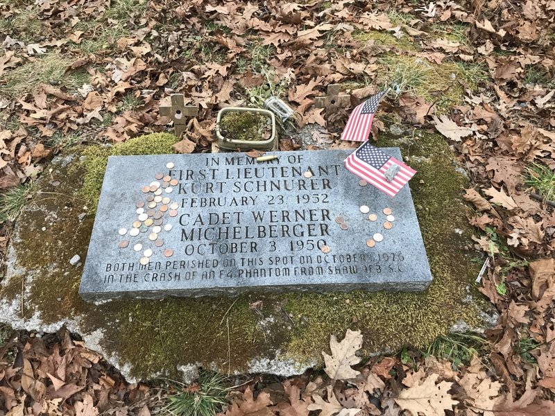 Memorial for two men killed when their F4 Phantom jet crashed on Holston Mountain in 1976.