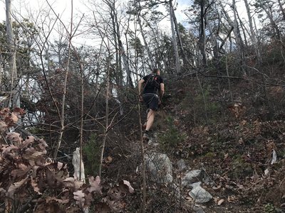 Yes, there is a trail there. Just an idea of how steep Flint Mill is. This is 1st of 2 climbs up Flint Mill in the Phantom 50k.