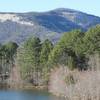 View of Governor's Rock and Table Rock (Table Rock Trail) from trailhead parking lot.