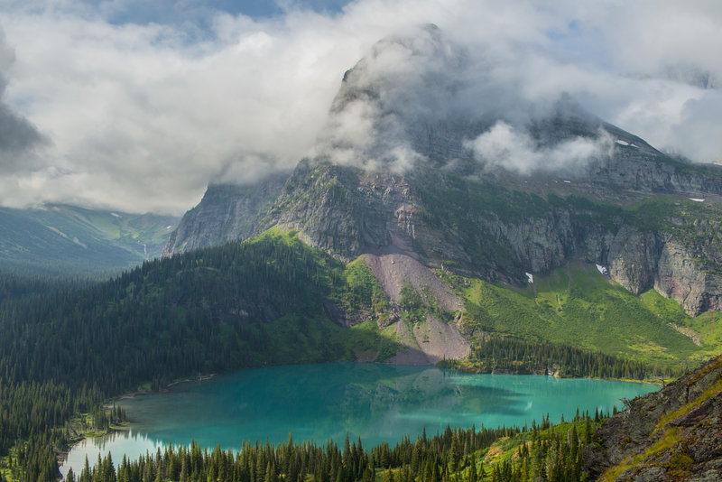 Grinnell cutting through the clouds.