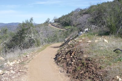 The trail narrows if you follow it straight ahead. It is man made, so it is easy traveling and well groomed.