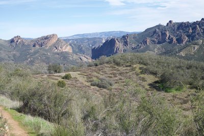 Views from the trail looking down the canyon toward the Balconies Cliffs and the High Peaks.