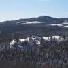 View from Aspen Lookout on E2 looking towards snowshoe trail E4 and Daredevil Rock.