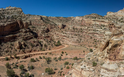 Capitol Gorge Road as it winds through the canyon