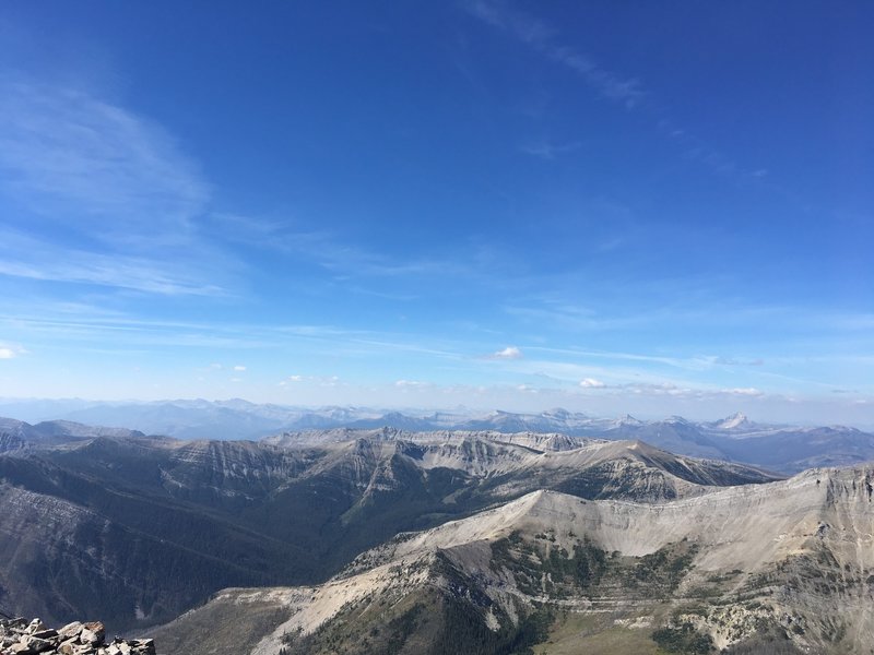 View from the summit of Mount Wright looking to the west into the Bob Marshall Wilderness.