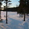 McLean Lake out in front of McLean Cabin. Try back country skiing to the end of the lake, overland to Tilt Pond and then follow a cut trail to Colin's Hut.