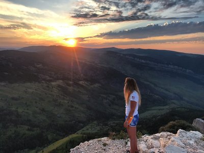 Overlooking the mountains from the top of Steamboat