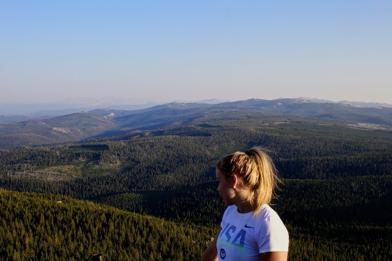 Looking South towards Granite Pass, Lookout Mountain, and a smokey Cloud Peak Wilderness.