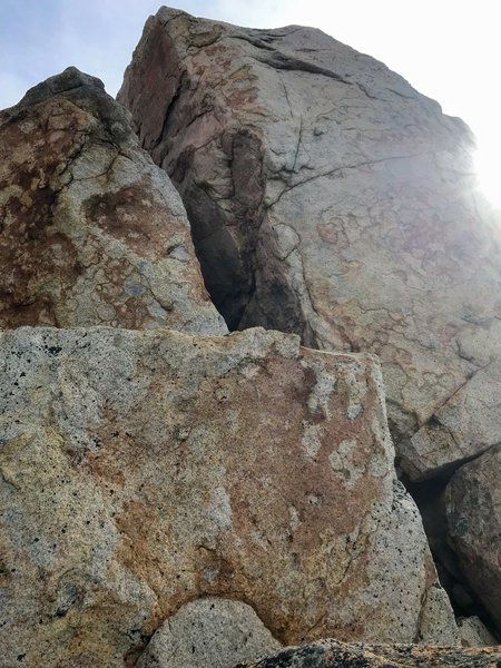 View of the chimney that leads to the summit