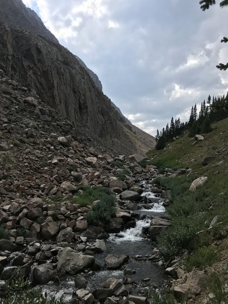 River flowing through some fallen rock