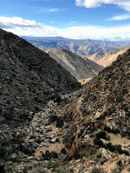 The valley that leads down to the Trestle Bridge