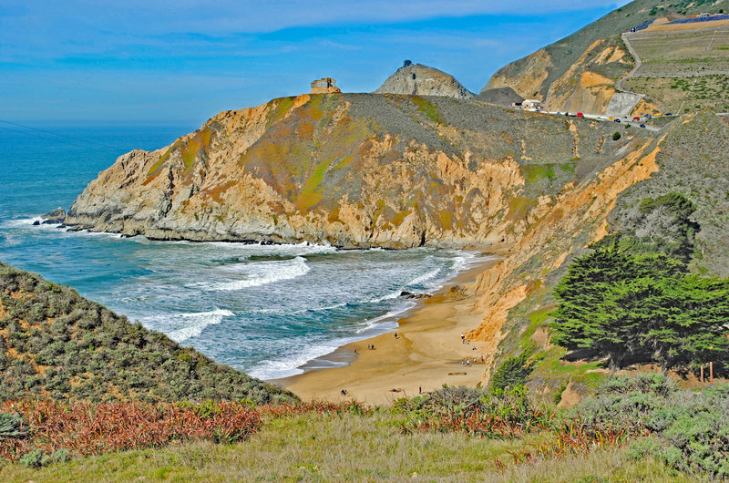 Grey Whale Cove and Look-Out Point from Highway 1.