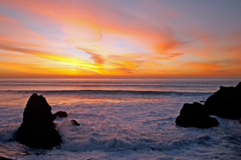 Sunset from above the beach at Mussel Rocks