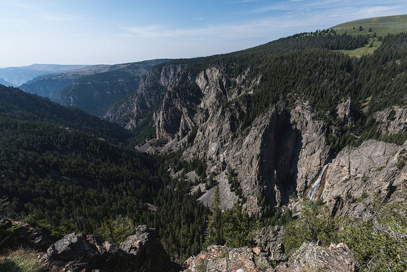 Bucking Mule Falls on the right side of the photo