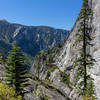 Eagle Tower on the right rising high above you as you ascend the final switchbacks on Yosemite Falls Trail.