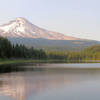 The view of Mt. Hood from Trillium Lake Loop Trail in summer.