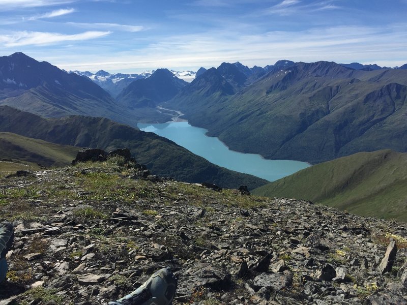 Eklutna Lake and Glacier from the top of Salt Peak.