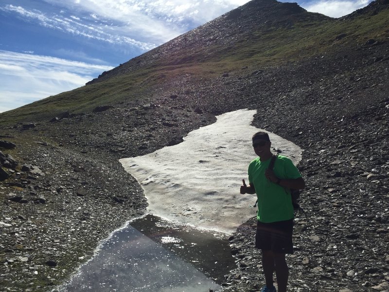 Snow patch water source south of Yudikench.