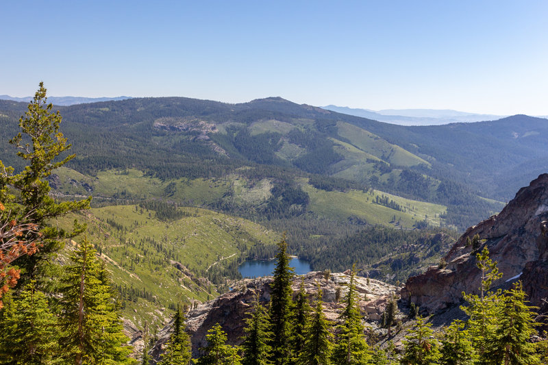 Lower Sardine Lake from the ascent up Sierra Buttes