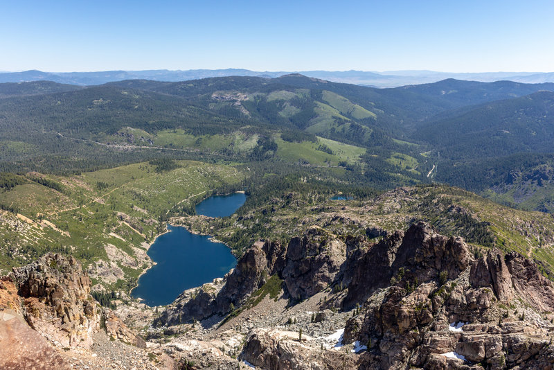 Upper and Lower Sardine Lake from Sierra Buttes Fire Lookout.