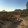 Nice view of the southern hills from the top of the saddle.  A good place to rest if needed on a comfortable bench!