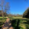 Much of the trail runs through large open spaces of the old plantation