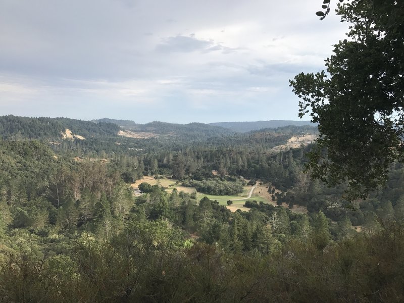 View above the ranch house, Monterey Bay and Santa Cruz is in the distance.