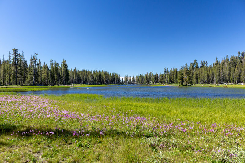 Crescent Lake is fairly flat and its size heavily depends on the season