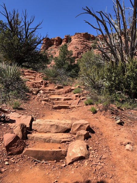 In spring, this is a decent trail. Zero shade. Lots of ups and downs & nice views of Sedona. It would be sweltering in summer.