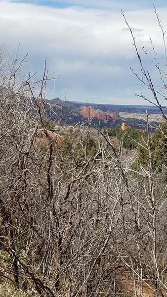 Peeking over at Garden of the Gods from Palmer Trail