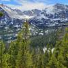 View of Glacier Gorge and Longs Peak from the trail