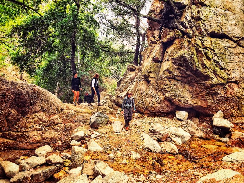 Hiking along the creek on our way to Dawn Mine