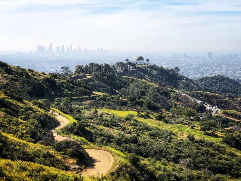 View of the Observatory with Down Town Los Angeles in the distance.