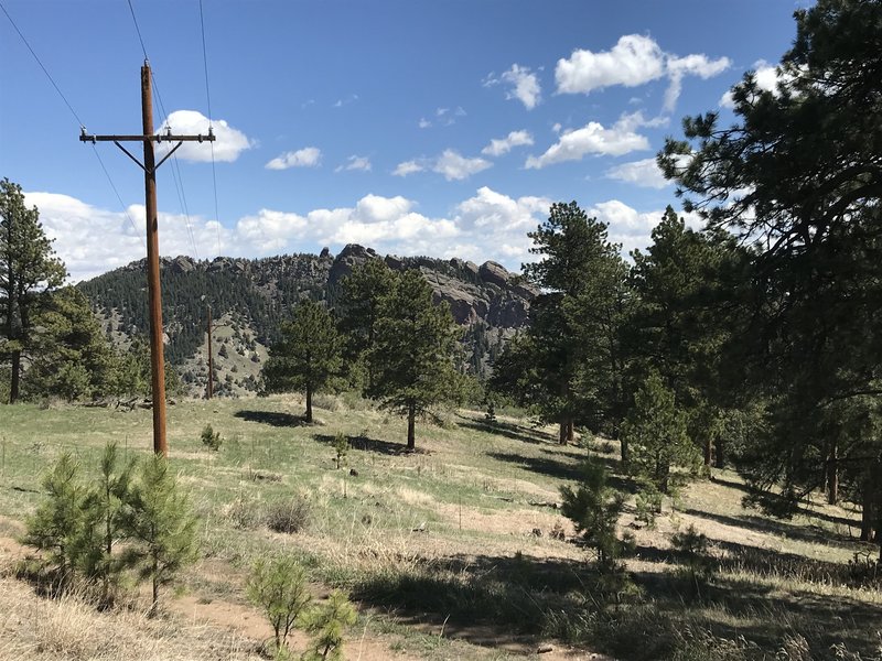 Bad view of some great rock formations. Thanks, power lines.