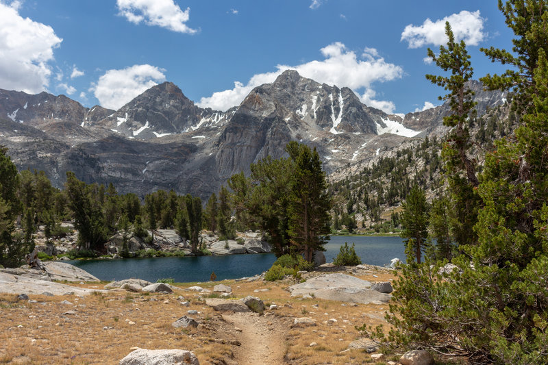 The lowest of the Rae Lakes in front of Glen Pass.