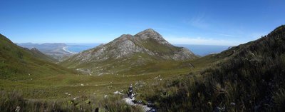 Spooknek- A view of the Botriver Estuary to the left and Gansbaai Point vague behind Hermanus.
