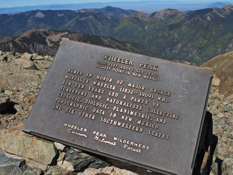 The commemorative plaque at the summit of Wheeler Peak (13,161 ft.).