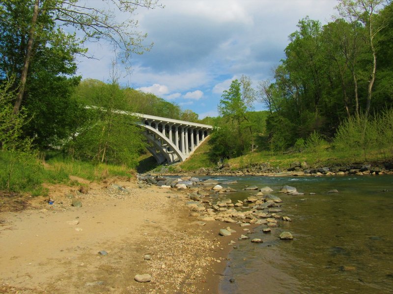 View of Route 40 bridge from base of Union Dam Trail