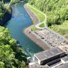 Fontana Dam looking downriver and standing on the AT.