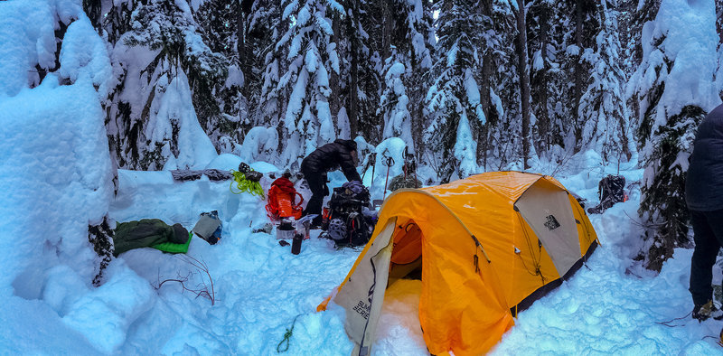 Winter Camping in the backcountry in the Stuart Range Backcountry