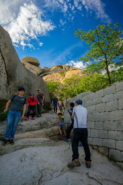 Bukhansan on a moderately busy day, busy days see packed lines to the summit.